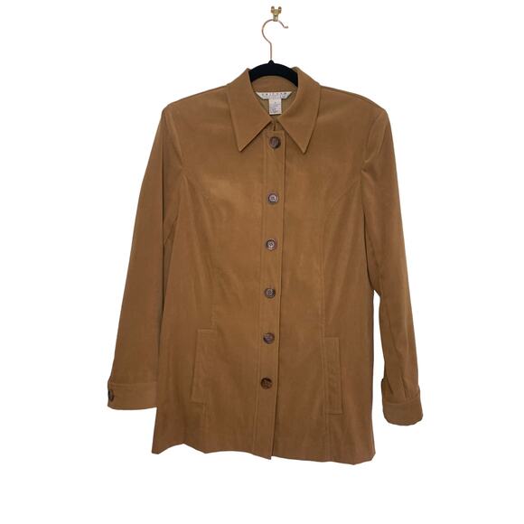 Uniform by John Paul Richard - Button-Down Faux Suede Brown Jacket - Size Small - Picture 1 of 8